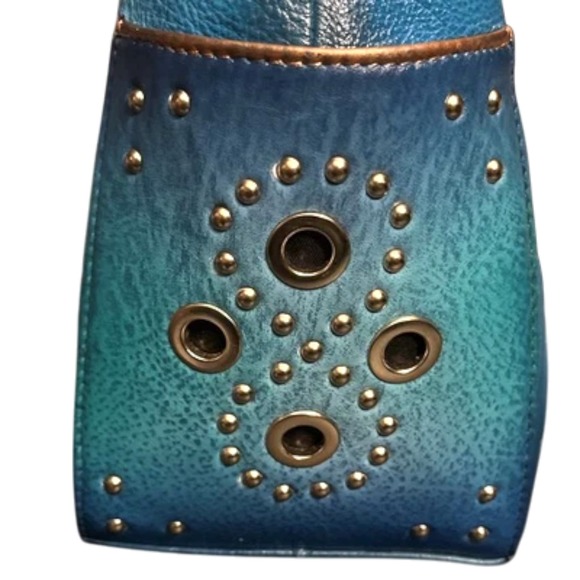 Anuschka Hand‎ Painted Hobo Bag – Blue Mermaid, Leather Purse, 9"x8.25"x4.75" - Picture 6 of 16